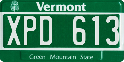 VT license plate XPD613