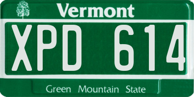 VT license plate XPD614