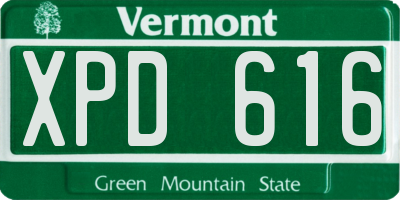 VT license plate XPD616