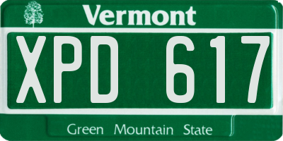 VT license plate XPD617