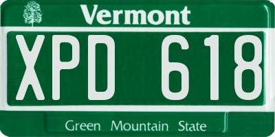 VT license plate XPD618