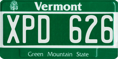 VT license plate XPD626