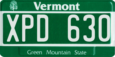 VT license plate XPD630