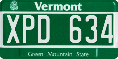 VT license plate XPD634