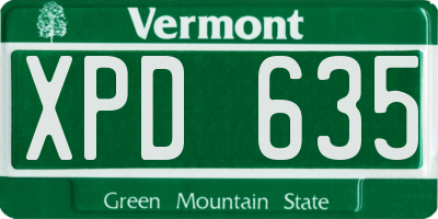 VT license plate XPD635