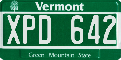 VT license plate XPD642