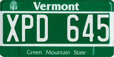 VT license plate XPD645