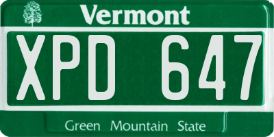 VT license plate XPD647
