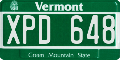 VT license plate XPD648