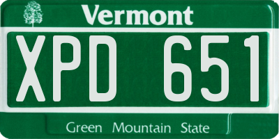 VT license plate XPD651