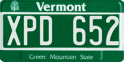 VT license plate XPD652