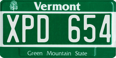 VT license plate XPD654