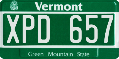 VT license plate XPD657