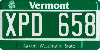 VT license plate XPD658
