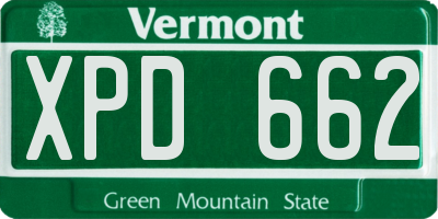 VT license plate XPD662