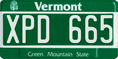 VT license plate XPD665