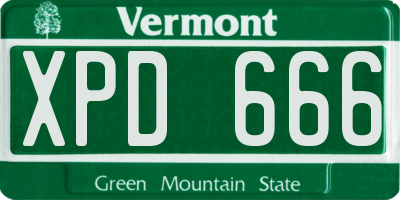 VT license plate XPD666