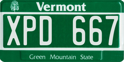 VT license plate XPD667