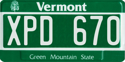 VT license plate XPD670