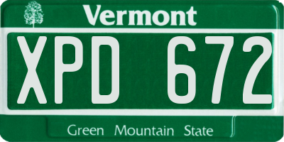 VT license plate XPD672