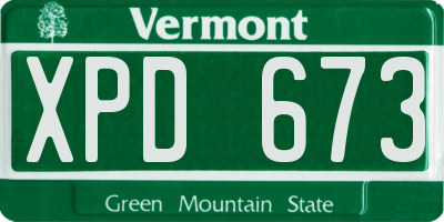 VT license plate XPD673