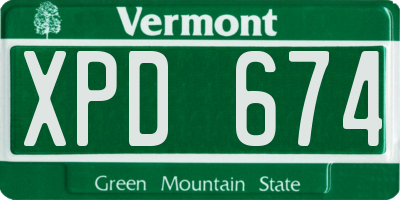 VT license plate XPD674