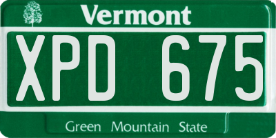 VT license plate XPD675