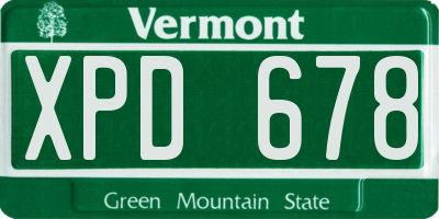 VT license plate XPD678
