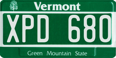 VT license plate XPD680