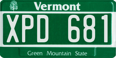 VT license plate XPD681