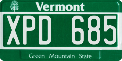 VT license plate XPD685