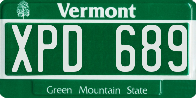 VT license plate XPD689