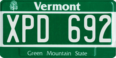 VT license plate XPD692