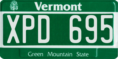 VT license plate XPD695