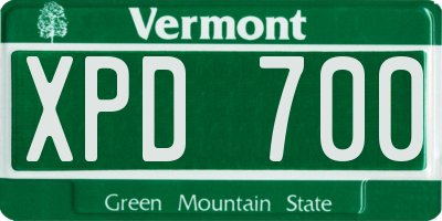 VT license plate XPD700