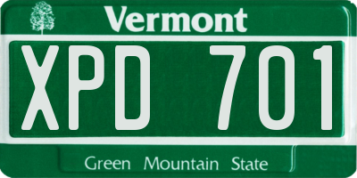 VT license plate XPD701