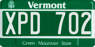 VT license plate XPD702