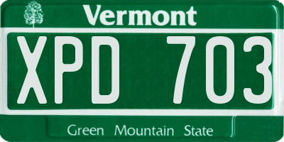 VT license plate XPD703
