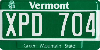 VT license plate XPD704