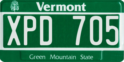 VT license plate XPD705