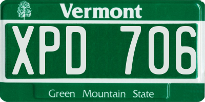 VT license plate XPD706