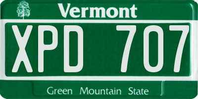 VT license plate XPD707