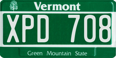 VT license plate XPD708