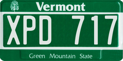 VT license plate XPD717