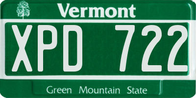 VT license plate XPD722