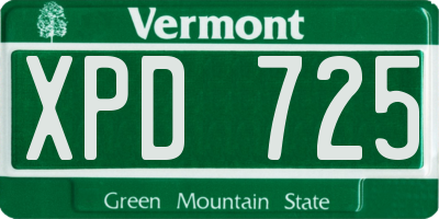 VT license plate XPD725