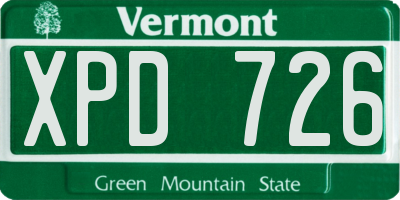 VT license plate XPD726