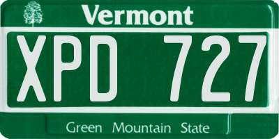 VT license plate XPD727