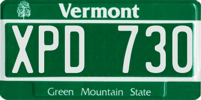 VT license plate XPD730