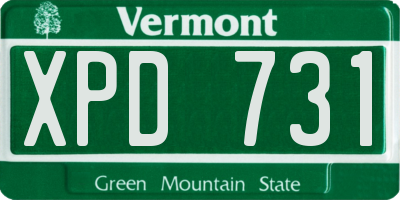 VT license plate XPD731
